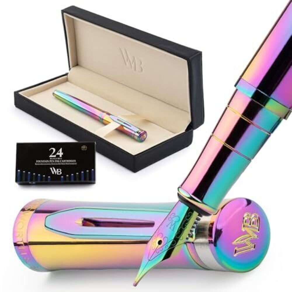3492 Fountain Pen Set, 18K Gilded Medium Nib, Includes 24 Pack Ink